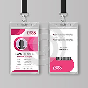 Stylish ID card template with pink details