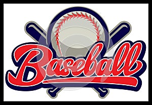 Stylish inscription baseball with ball and bats. Colorful vector template for different designs photo