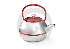 Stylish insulated plastic electric white kettle. 3d illustration, 3d rendering