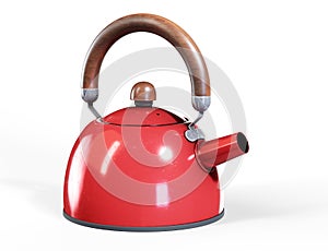 Stylish insulated plastic electric white kettle. 3d illustration, 3d rendering