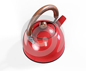 Stylish insulated plastic electric white kettle. 3d illustration, 3d rendering