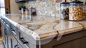 Stylish Kitchen Design: Luxurious Marble Countertop Detail. Generative ai