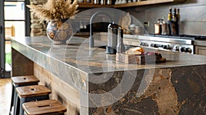 Stylish Kitchen Design: Luxurious Marble Countertop Detail. Generative ai