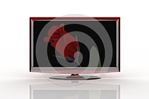 Stylish LCD TV showing a red rose