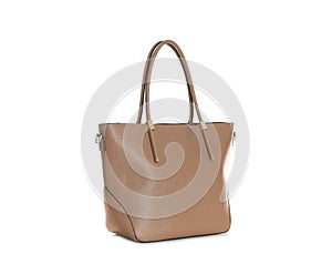 Stylish leather woman`s bag isolated