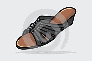 Stylish Leather Women Slipper, Trendy Casual Style Slipper Shoe vector illustration. Beauty fashion objects icon concept.