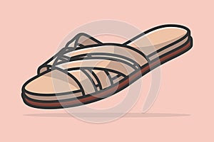 Stylish Leather Women Slipper, Trendy Casual Style Slipper Shoe vector illustration. Beauty fashion objects icon concept.