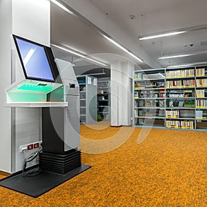 Library interior with modern technology