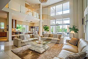 Stylish living room filled elegant furniture, creating luxurious and cozy atmosphere modern setting