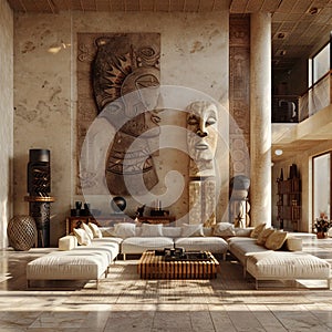 Stylish Living Room. Modern Interior Design. AI