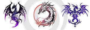 Stylish logo cursed magic dragon in 2D style AI Generated