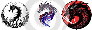 Stylish logo cursed magic dragon in 2D style AI Generated