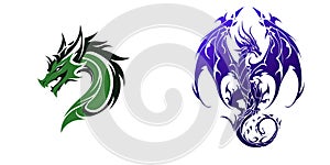 Stylish logo cursed magic dragon in 2D style AI Generated