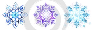 Stylish logo New Year\'s snowflakes in 2D style AI Generated