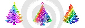 Stylish logo rainbow Christmas tree in 2D style AI Generated