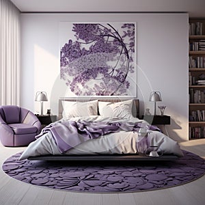 Stylish luxury elegant purple and white bedroom