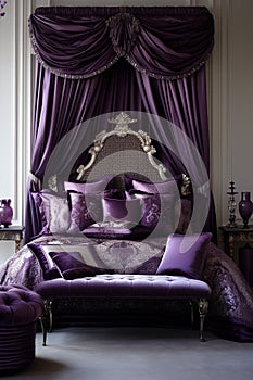 Stylish luxury elegant purple and white bedroom