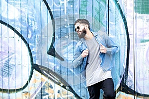 Stylish man with beard and casual clothing