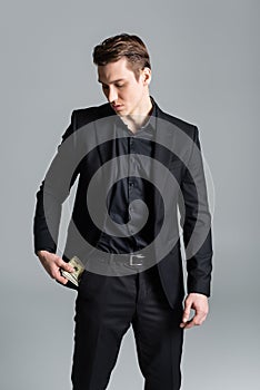 stylish man in black formal wear