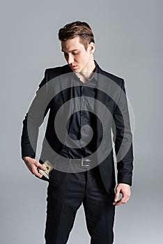 stylish man in black formal wear photo