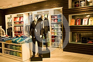 Stylish man clothing in store