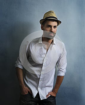 Stylish man with retro hat