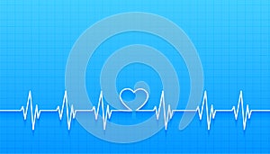 stylish medical health care blue banner with cardiograph design