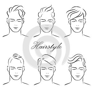 Stylish men's hairstyles, haircuts, vector