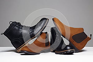 Stylish men`s shoes. men fashion still life