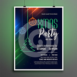 Stylish merry christmas party flyer poster template design