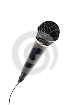 Stylish microphone on white background