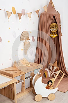 stylish modern children's room with a canopy