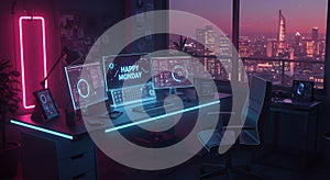 Futuristic Home Office with Modern Tech