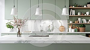 A Stylish Modern Kitchen Interior.AI generated image