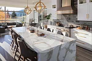 Stylish modern white kitchen in an exquisite estate home setting