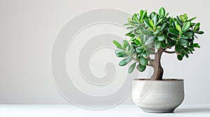 Stylish money tree. Crassula ovata. Bonsai style. Indoor plant