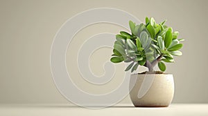 Stylish money tree. Crassula ovata. Bonsai style. Indoor plant