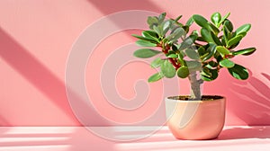 Stylish money tree. Crassula ovata. Bonsai style. Indoor plant