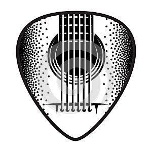 Stylish monochrome plectrum for guitar. Vector illustration