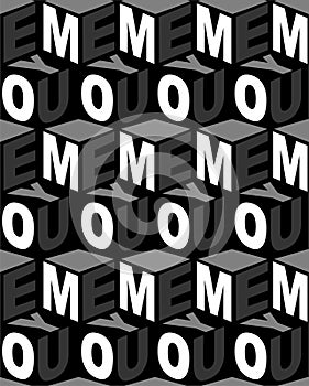 Stylish monotone black ,grey and white modern typo 3D in wording photo