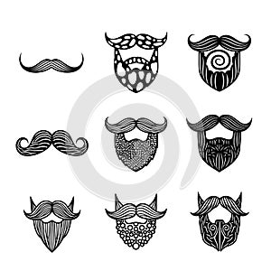 Stylish Mustache and Beard Vector Collection
