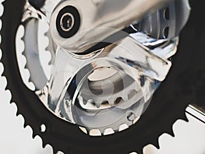 Stylish new chainwheel on bicycle