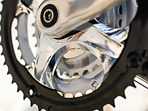 Stylish new chainwheel on bicycle