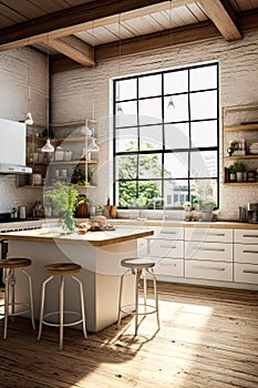 A stylish, newly renovated white kitchen exuding modern elegance and simplicity