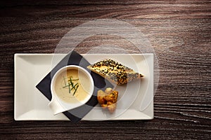 Stylish Nouvelle Cuisine bowl of cream soup