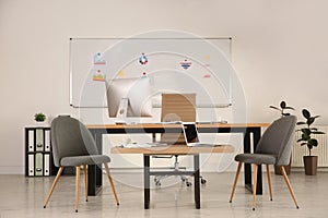 Stylish office interior with large table