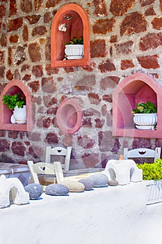 Stylish Open Air Restaurant Located in Oia Village in Santorini Island in Greece