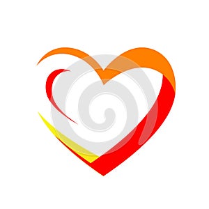stylish orange love heart logo design vector illustration