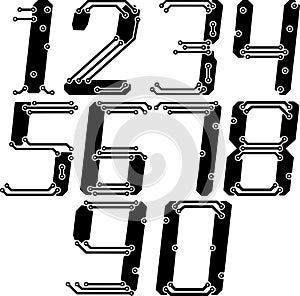 Stylish pcb electric wires numbers in italics