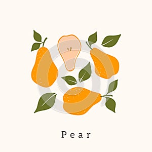 Stylish Pear vector design. Contemporary art print.